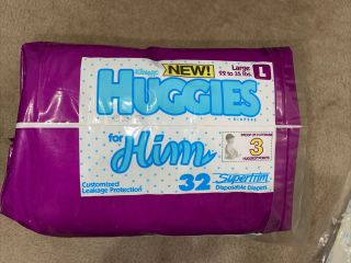 32 VINTAGE DIAPERS HUGGIES ULTRATRIM FOR HIM SIZE L (22 - 35lbs) 1989 ULTRA RARE 6