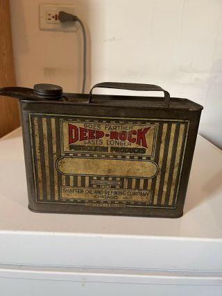 Rare Vintage Deep Rock Motor Oil Half Gallon Can
