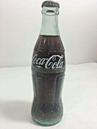 Antique 1959 1960 Coke Coca Cola Green Glass Bottle Full Cocacola