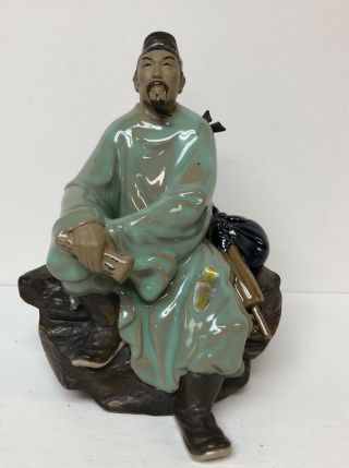 Chinese Mudman (shiwan) Artistic Ceramic Figurine.  Large Elder Seated