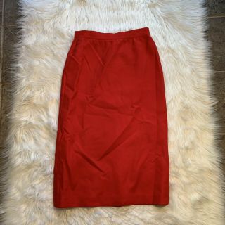 Vintage Louis Feraud Womens Sz 10 Pencil Skirt Midi Length Red 100 Wool Germany