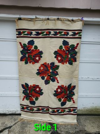 Vintage Mexican Wool Southwest Saltillo Art Deco Throw Blanket 80 " L X 48 " W