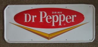 Vintage Dr Pepper Embossed Metal Sign - 27.  75 " X11.  75 "