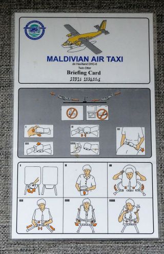 Maldivian Air Taxi De Havilland Dhc - 6 Twin Otter Airline Safety Card