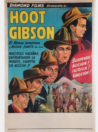 1930s Hoot Gibson American Western Film / Movie One Sheet Poster Fine