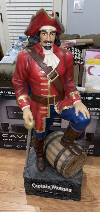 (rare) Captain Morgan Statue (4 Feet Tall) - Standing On Barrel (great Find)