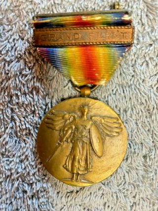 U.  S.  Victory Medal Ww 1 With Navy Grand Fleet Clasp