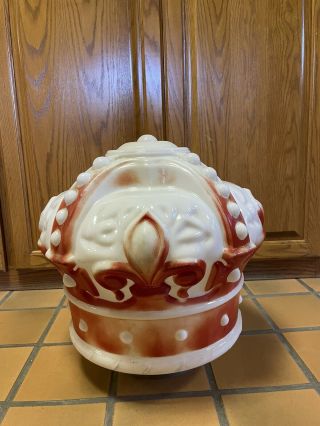 Old Standard Oil Red Crown Gas Pump Globe With Metal Collar Red White Milk Glass