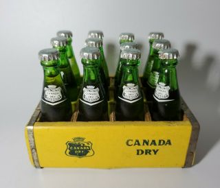 Vintage Miniature Canada Dry Bottles With Wood Crate Rare