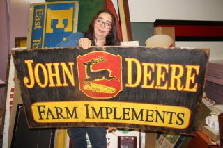 Large Vintage John Deere Farm Implements Tractor Gas Oil 48 " Metal Sign