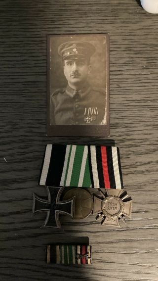 Very Rare Ww1 Imperial German Grouping (medal Bar,  Ribbon Bar,  Picture)