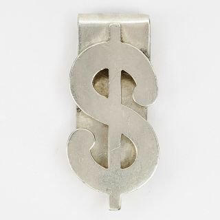 Sterling Silver 925 Vintage Mexico Dollar Sign Money Clip