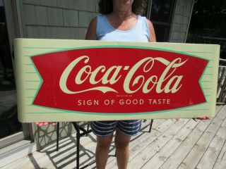 Vintage 1960 Coca Cola Double Fishtail Sled Sign Lynchburgh Va.