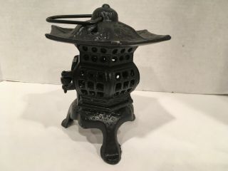 Large Cast Iron Pagoda Lantern With Handle Candle Or Tea Light Patio Decor 7”