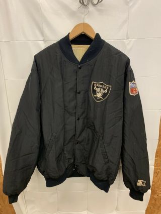 Vintage 80s Distressed Yellowed La Oakland Raiders Starter Jacket Size Xl Nfl