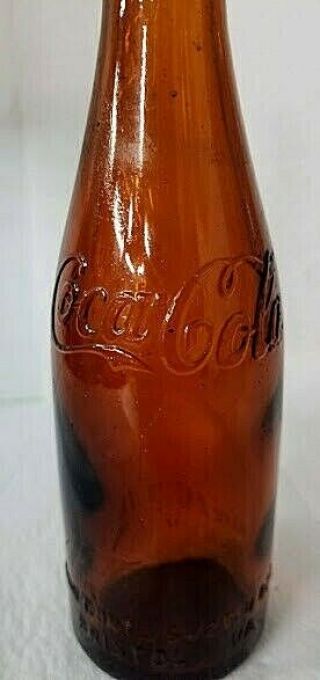 Amber Coca Cola Bottle Bristol Virginia Script Coca Cola At Shoulder,  Stippling