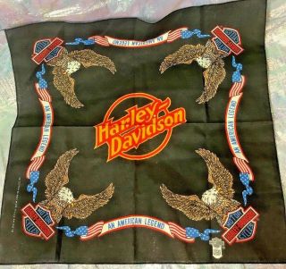 1980s American Eagle Harley Davidson Bandana Handkerchief Biker Rock N Roll