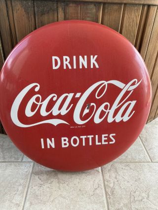 Vintage Porcelain Drink Coca - Cola In Bottles Coke Button 24”advertising Sign