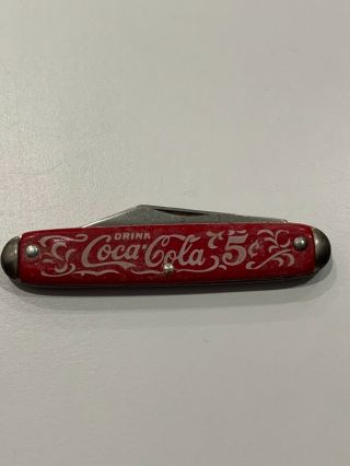 Vintage Coke Coca - Cola Red Pocket Knife With 5 Cent Made In The Usa