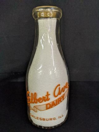 Trpq Quart Milk Bottle Gilbert Avenue Ave Dairy Galesburg Illinois Ill Il