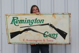 Large Vintage Remington Shotguns Rifles Gun Store Hunting Gas Oil 48 " Metal Sign