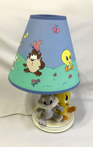 Vintage 1999 Baby Looney Tunes Bugs Bunny Tweety Bird Nursery Lamp 16 " Rare