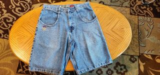 Rare Jnco Blue Denim Shorts 34w Vintage 90s Basic 4