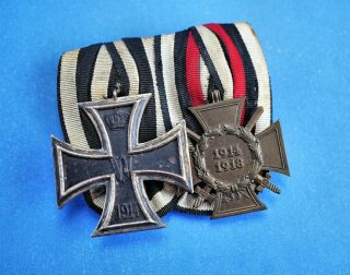 Ww1 Imperial German Pin Cross Badge Medal Uniform Ww2 Vet Iron Parade Ribbon Bar