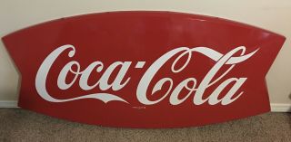 Very Rare Large Vintage Coca Cola Fishtail Sign In