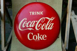 Vintage Coca Cola 16” Inch Button Sign 1960 
