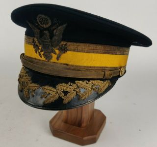 Ww1 Wwi Us Army Cavalry Dress Blue Field Grade Officer Visor Hat Cap Sz 7 1/8