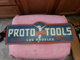 Vintage Logo Proto Tools Dealer Hardware Store Tool Sign Display Rack Rare 24x8 "