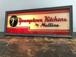 Vintage 1940s / 50s Youngstown Metal Kitchen Cabinets Light Up Advertising Sign