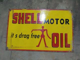 Vintage Porcelain Shell Motor Oil Enamel Sign Size 16.  5 " X 24 " Inches