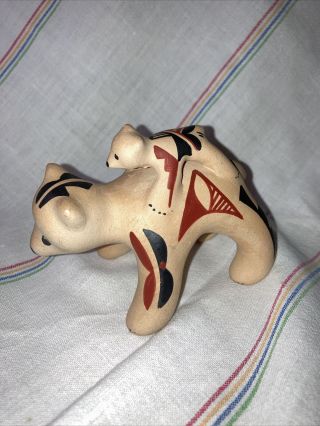 Lyepa Jemel Pottery Bear With Baby Figurine 4x3 " Handpainted