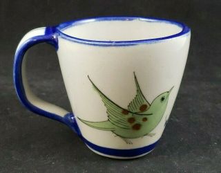 Ken Edwards Mexican Pottery Coffee Mug Cup Bird Flower Butterfly - Signed