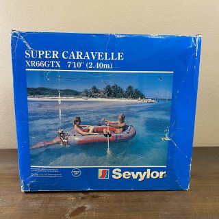 Vintage Sevylor Caravelle 3 Man Inflatable Boat Raft Xr66gtx 7’10”