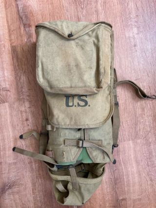 Ww1 Us Haversack Dated 1917 With Mess Kit And Utensils Us Infantry