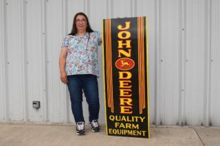 Large John Deere Quality Farm Equipment Tractor Gas Oil 52 " Porcelain Metal Sign