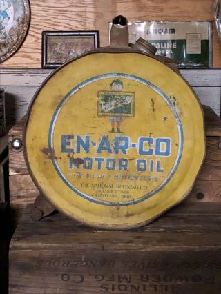 1920s En - Ar - Co 5 Gallon Rocker Motor Oil Can
