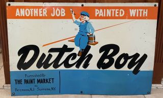 Scarce 1948 Dutch Boy Paint Sign “another Job Painted With” 3’ X 2’ Metal