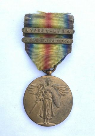 U.  S Ww I World War One Victory Medal With 2 Clasp Bars