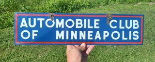 Vintage Porcelain Aaa Sign Automobile Club Of Minneapolis Mn Sign Dsp