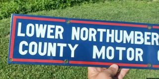 Vintage Porcelain AAA Sign Lower Northumberland County Motor Club Sign 3