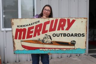 Large Vintage Mercury Outboard Boat Motors Fishing Gas Oil 48 " Metal Sign