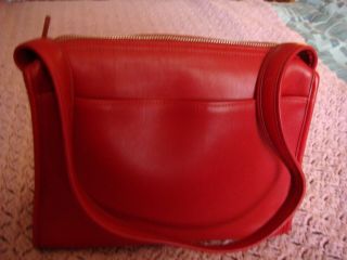 Vintage Coach Aero Purse 9052 Red Leather Shoulder Handbag Usa