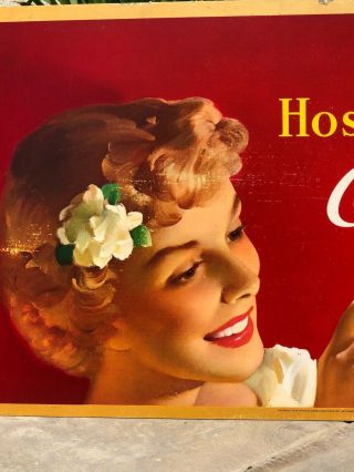 1950 Coca Cola CARDBOARD.  HOSPITALITY COCA COLA.  GIRL WITH CANDLE 4