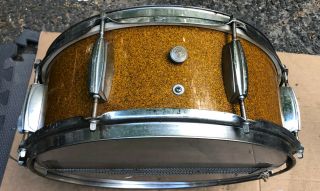 Vintage 1960s - 70s 14x5.  5 " Snare Drum 8 Lug Japan Gold Orange Sparkle