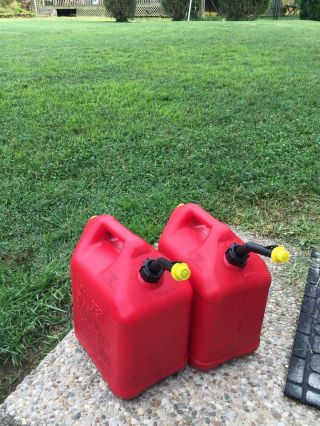 Vintage Blitz 5 Gallon Red Plastic Gas Cans Vented Pair