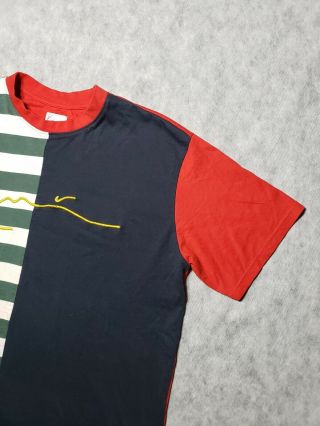 good cond Men ' s KARL KANI Color Block & Striped t - shirt Medium vtg 90s 3